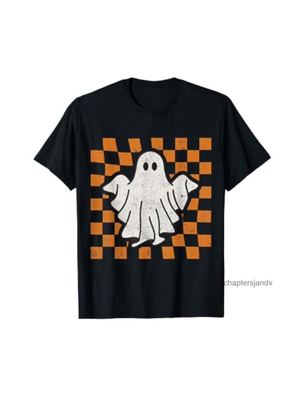 Retro Vintage Checkered Ghost Halloween T-Shirt Funny Spooky Tee